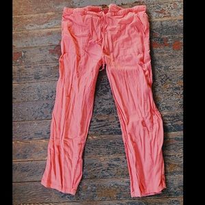 Pink cotton pants.